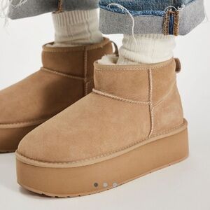 Emu Light Sand Platform Ankle Boots